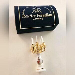Vintage Reutter Porzellen candelabra mini miniature porcelain doll house collect